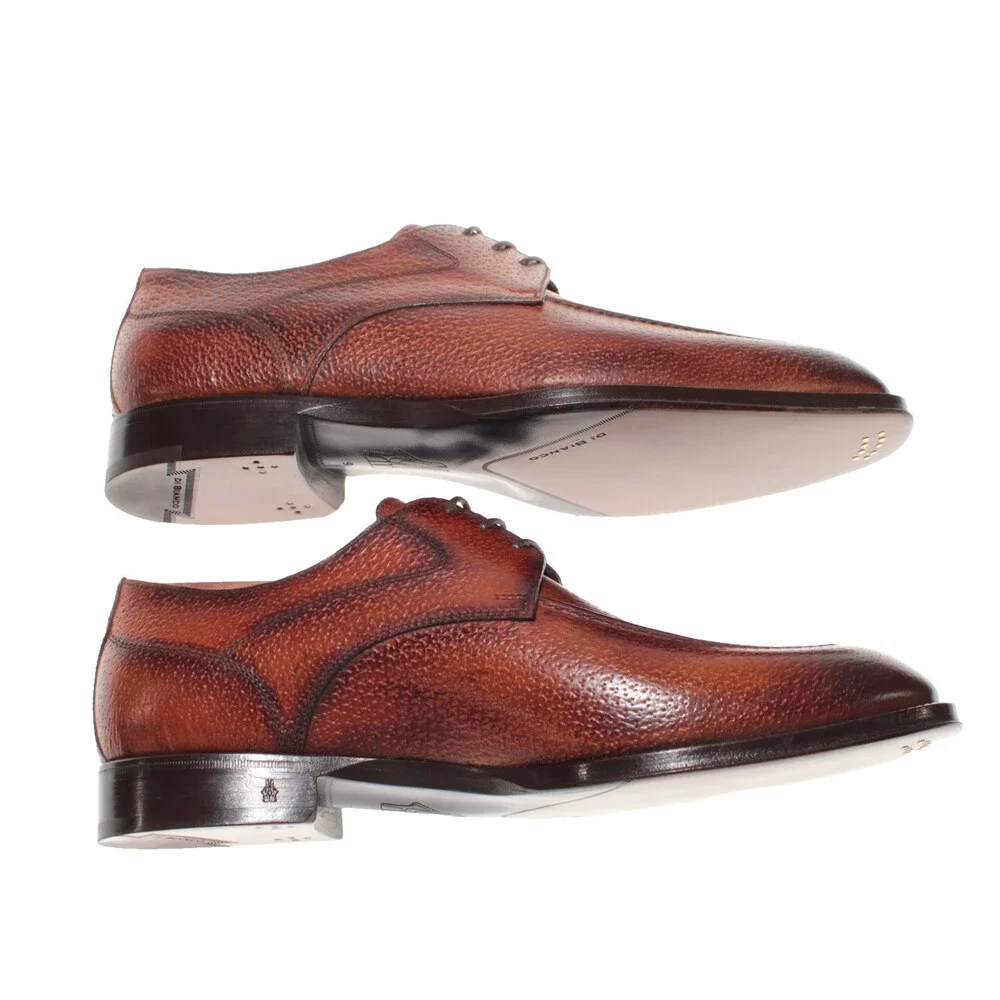 Di Bianco NWB Derby Dress Shoes Size 42 (US 9) in Brown Pebbled Leather